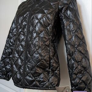 Black Puffer Jacket with Diamond Quilting